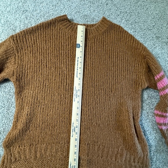 Aerie brown with pink stripes chunky, oversized, cozy knit sweater s size medium - Picture 3 of 6